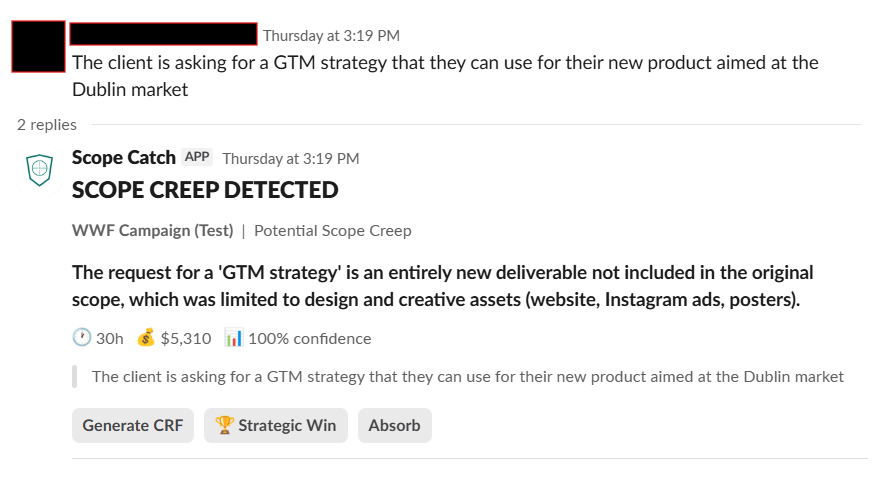 Scope Catch detecting scope creep in real-time